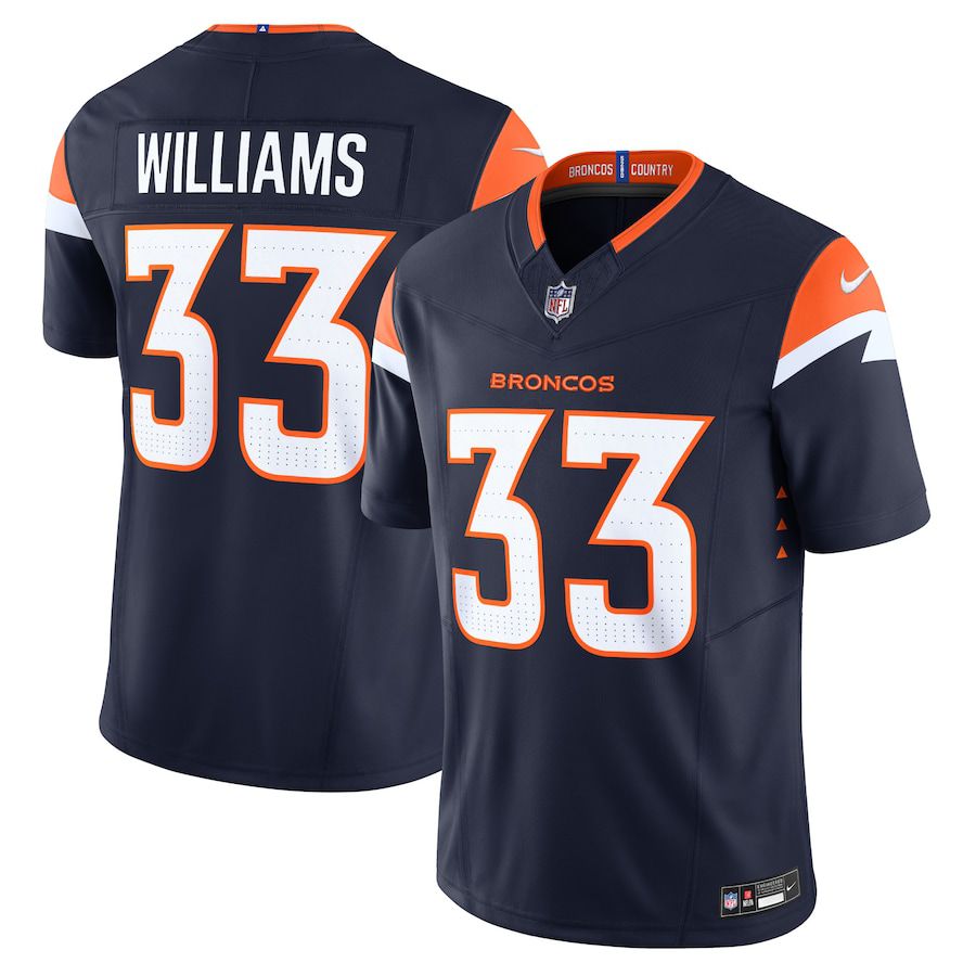Men Denver Broncos 33 Javonte Williams Nike Navy Alternate Vapor F.U.S.E. Limited NFL Jersey
